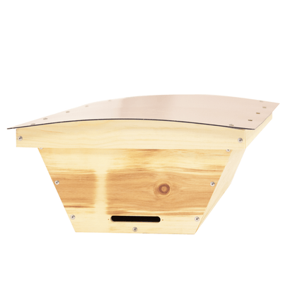 Standard top bar hive made from sugar pine with composite roof