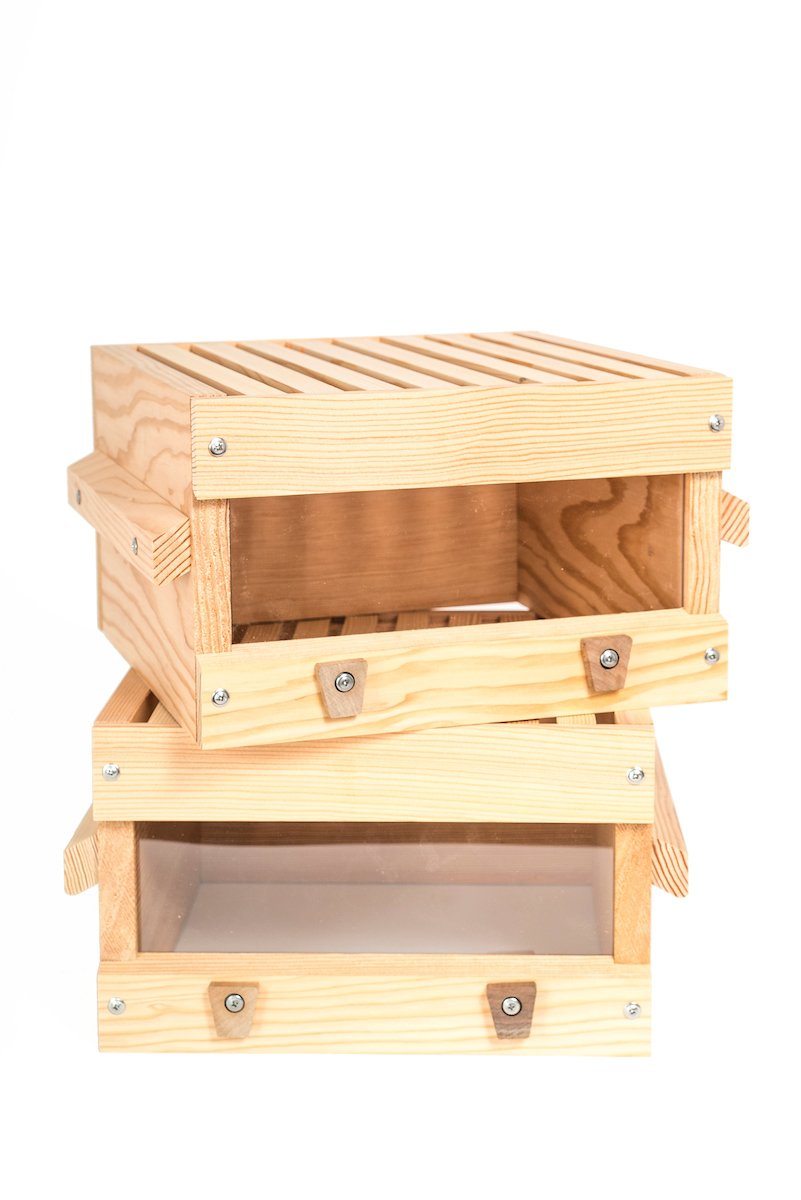 Douglas fir Warre boxes stacked.