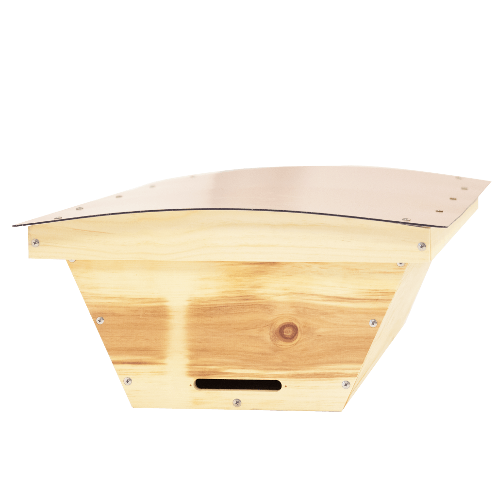 Standard top bar hive made from sugar pine with composite roof