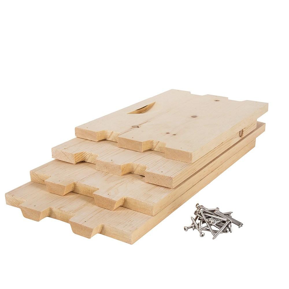 Sugar pine deep hive box pieces and hardware